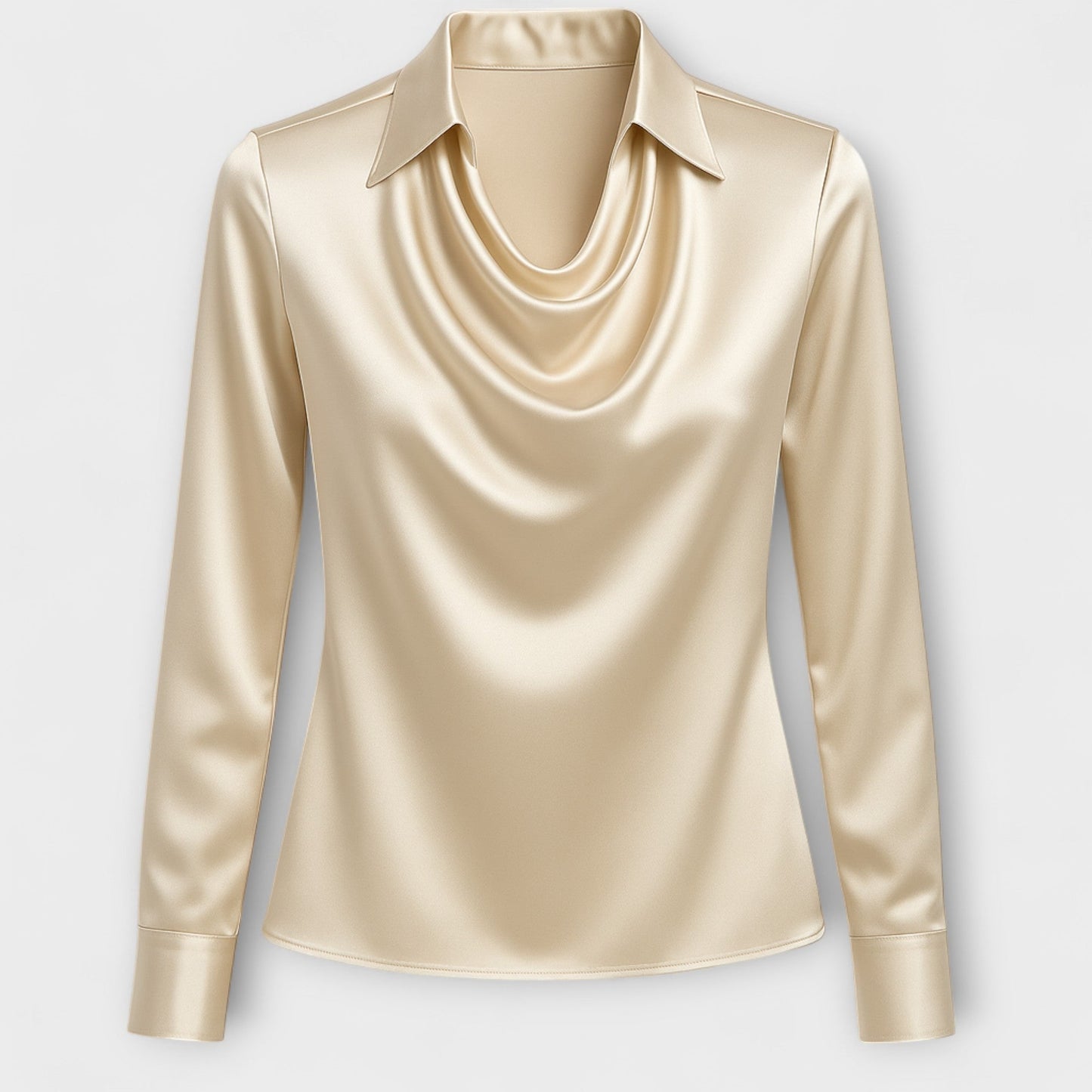 Alma™ | Glansig Blus med Eleganta Volanger